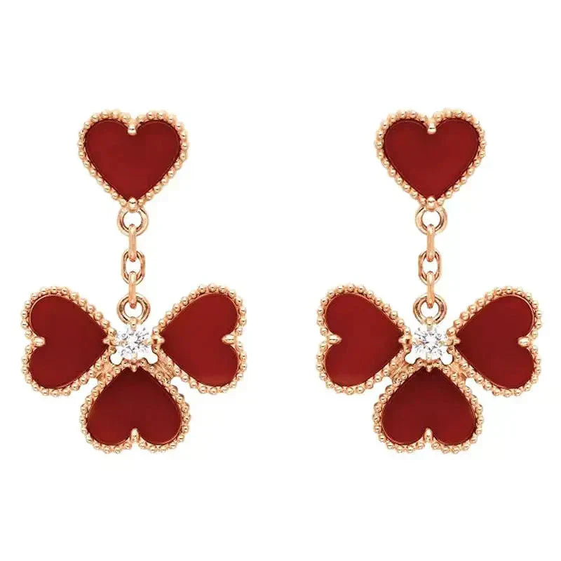 VCA SWEET CLOVER CARNELIAN EARRINGS