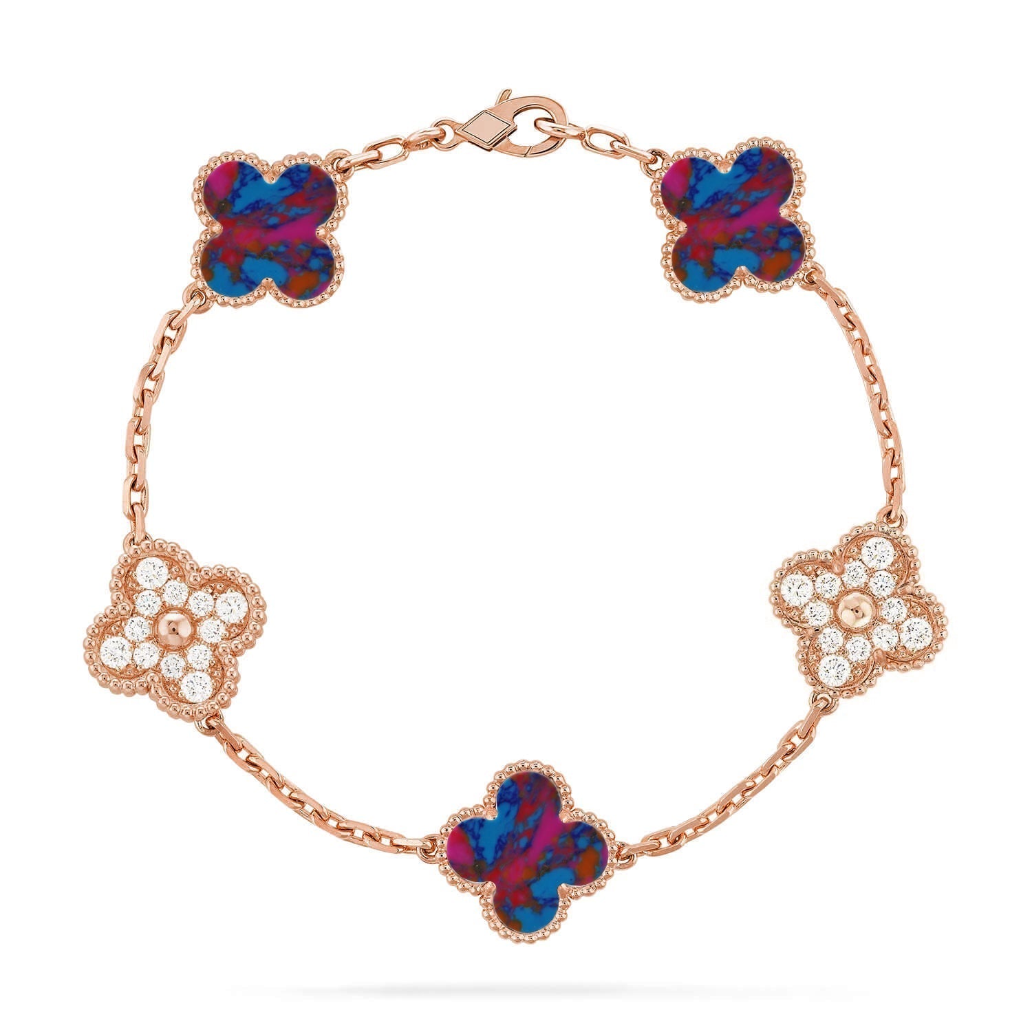 VCA CLOVER 5 MOTIF COLOR GEMSTONES BRACELET COLLECTION