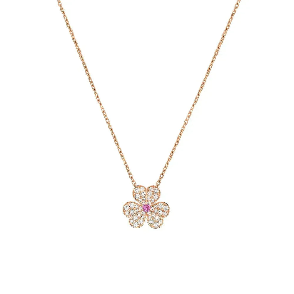 VCA FRIVOLE ROSE GOLD FLOWER DIAMOND NECKLACE
